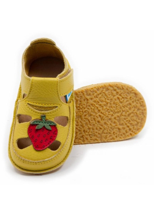 Детски обувки Dodo Shoes, сиви, естествена кожа, гъвкава подметка, 22, Жълт