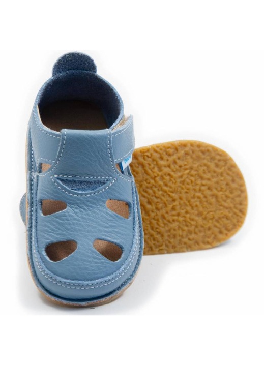 Детски обувки Dodo Shoes, 19, естествена кожа, гъвкава подметка, сиви, Син