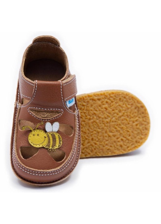 Детски обувки Dodo Shoes, Smokey Sky, естествена кожа, гъвкава подметка, размер 21, Камел