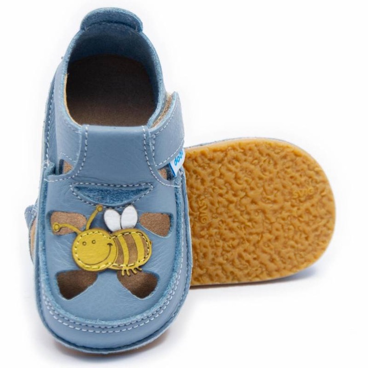 Детски обувки Dodo Shoes, Smokey Sky, естествена кожа, гъвкава подметка, размер 18, Син