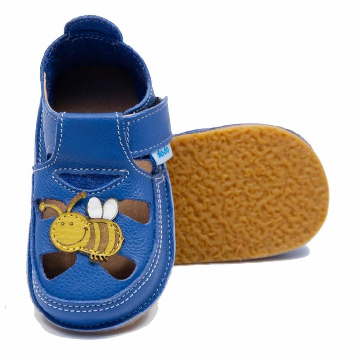 Детски обувки Dodo Shoes, опушено синьо, естествена кожа, гъвкава подметка, размер 23, Син