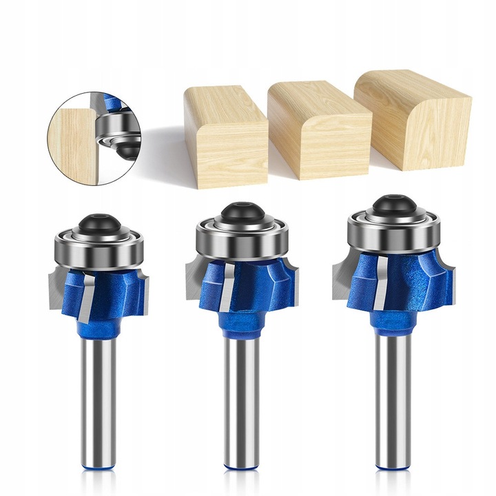Set 3 freze cu 4 taisuri, HETRFLY, R1 R2 R3, 6mm, pentru prelucrarea lemnului