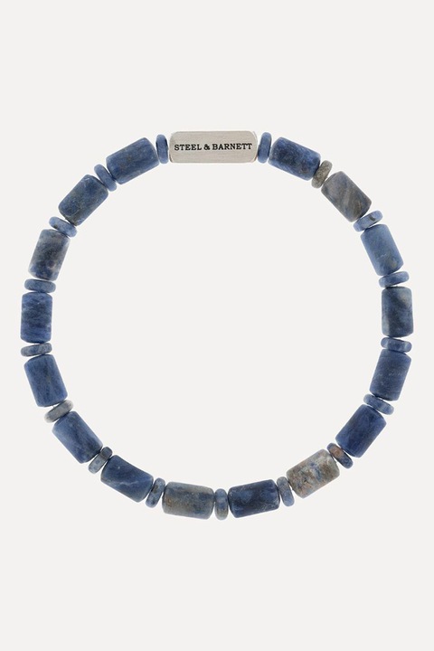 STEEL & BARNETT, Bratara de otel inoxodabil cu sodalit, Albastru paun