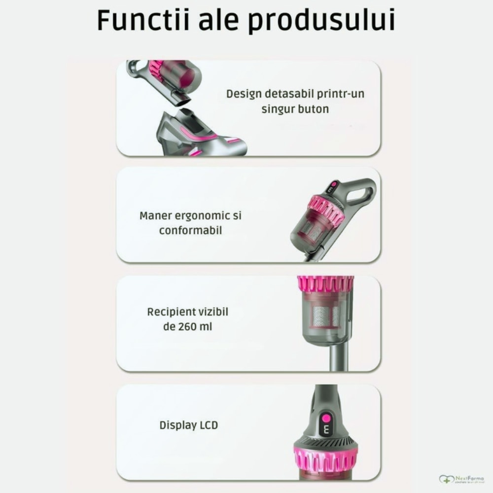 Aspirator Vertical Blasko 4 in 1 fara Fir, 10.000Pa, Sterilizare UV, HEPA, Autonomie 120 min – Curatenie Profesionala Acasa