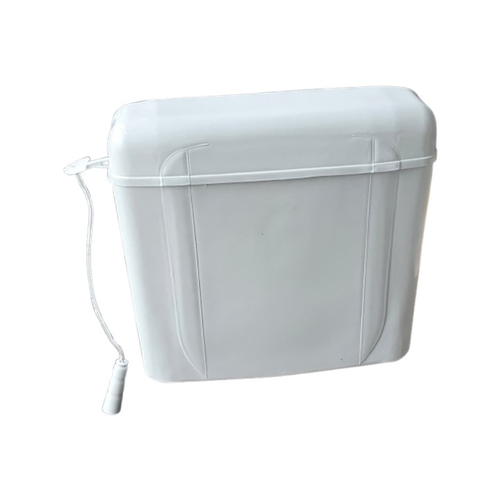 Rezervor WC din plastic, actionare din snur, montaj la inaltime, alb