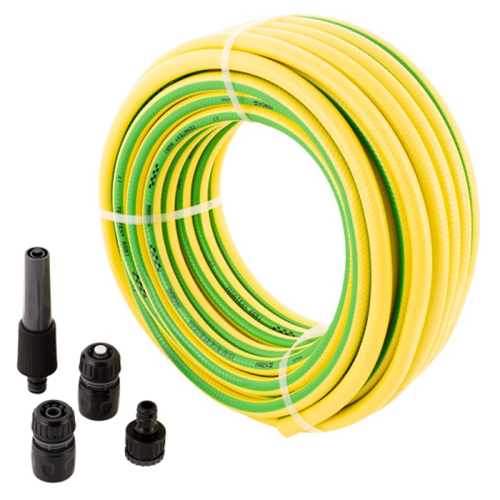 Set Furtun de gradină MTP 3 straturi 20m, duză, conectori rapizi