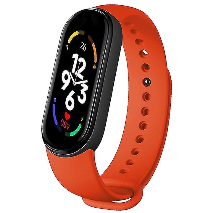 Mi 7 fitnesz karkötő, vérnyomásmérés, IP67 vízálló, piros, állítható hosszúság 120-200mm