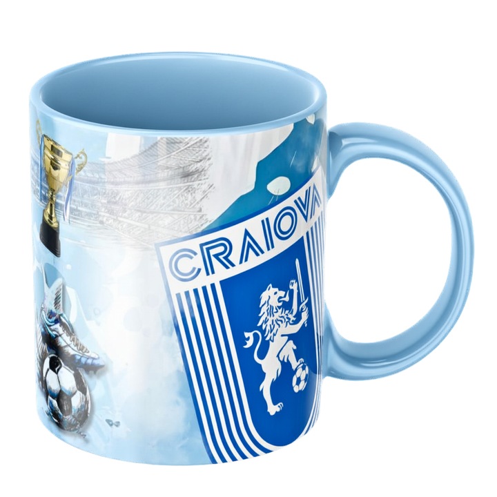 Cana suporter Universitatea Craiova, ceramica, 330ml, albastra