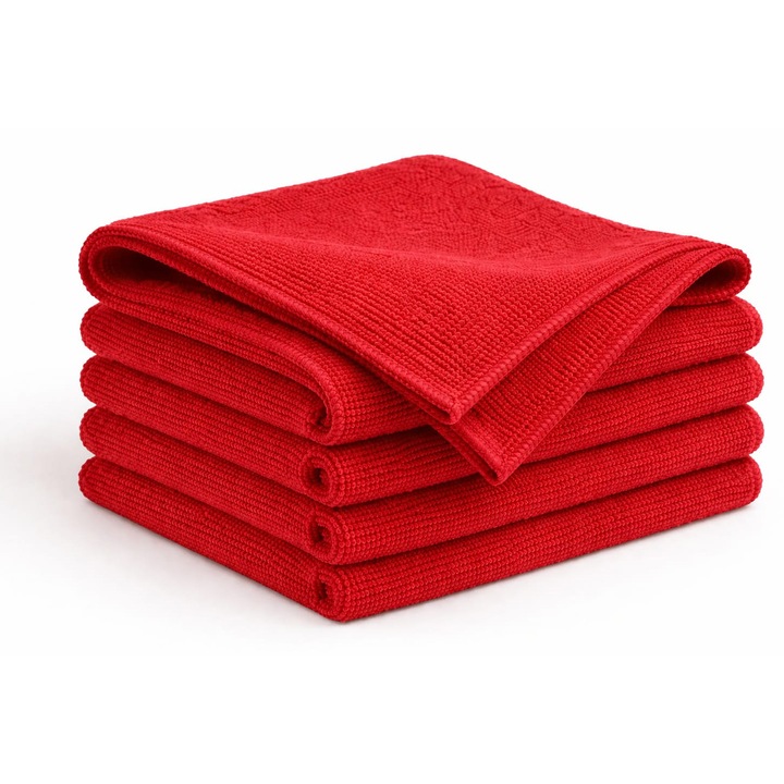 Set Lavete microfibra, culoare rosie, 40*40cm, 5buc/set