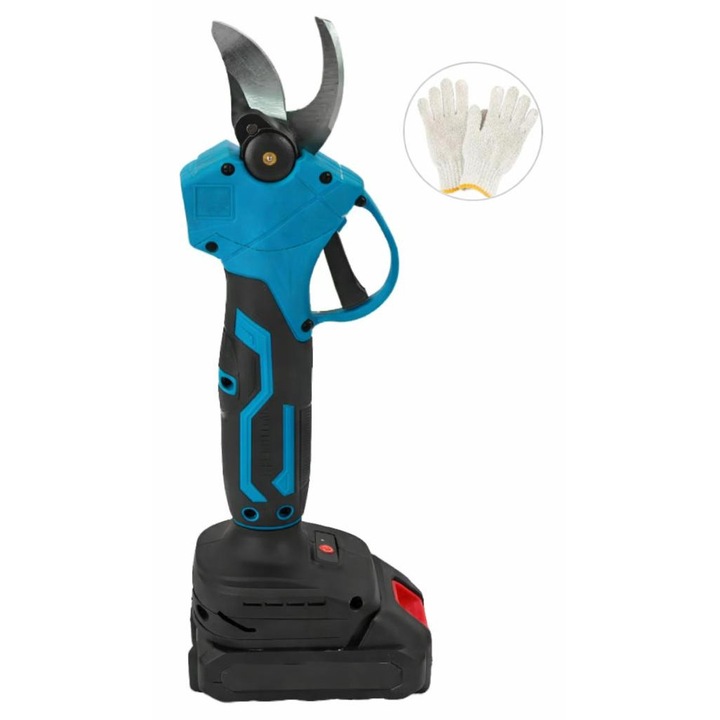 Foarfeca electrica German Meister 24V, lama otel carbon, 2 baterii 24V 5.0Ah, valiza transport, kit intretinere si manusi de protectie