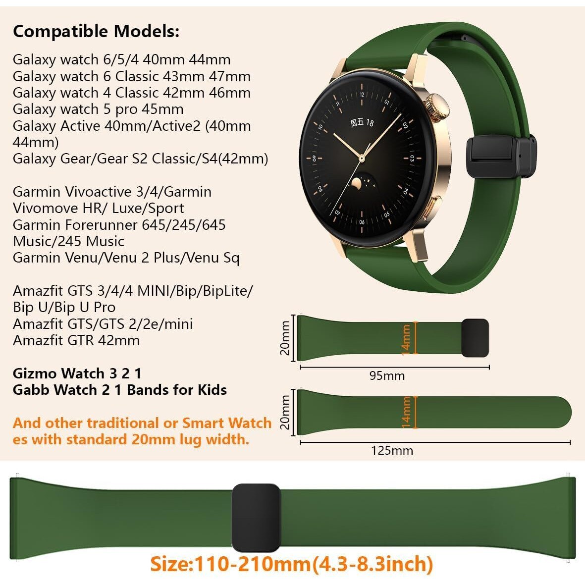 Curea silicon pentru ceas Samsung Galaxy Watch 6/5/4, set de 2, negru, 20mm, 40x44mm