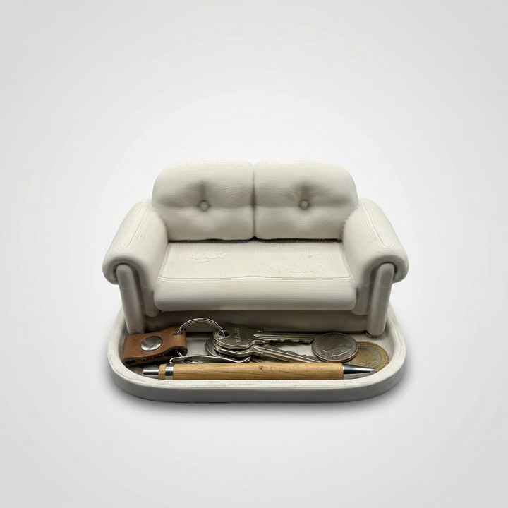 Tava Organizator pentru Chei Silueta Canapea, Alb, Plastic PLA, 15 cm