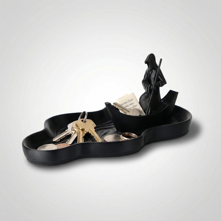 Tava Organizatoare pentru Chei si Bijuterii, Negru, Plastic PLA, 20 cm