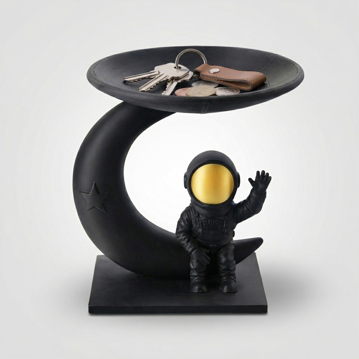 Tava Organizatoare Astronaut Lunar, Negru, Plastic PLA, 17 cm