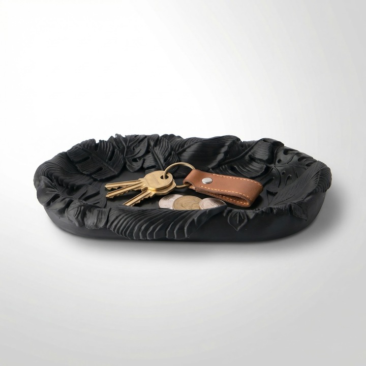 Tava Organizatoare Botanica pentru Chei, Negru, Plastic PLA, 17 cm