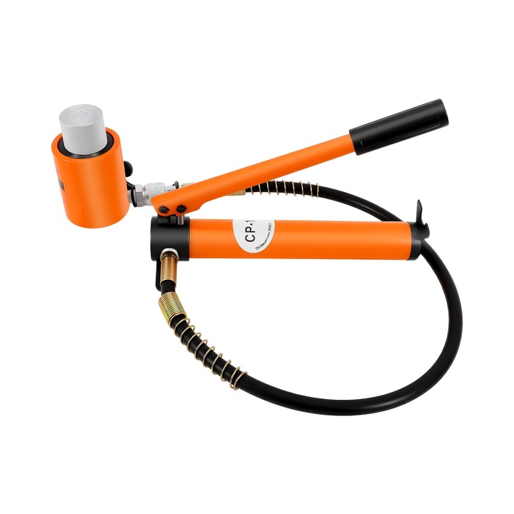 Cric hidraulic, set cric stalp 20 tone, pompa manuala 70 MPa, capacitate 20.000 kg pentru auto si camion, otel, portocaliu