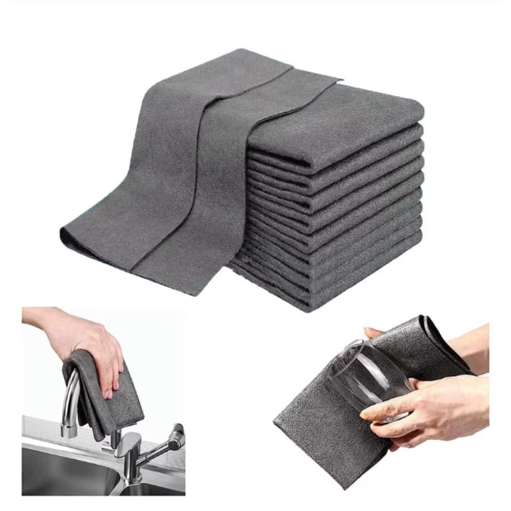 10 db mikroszálas tisztítókendő készlet, 30x30 cm, multifunkcionális, csík- és szöszmentes, ablakokhoz, konyhához, fürdőszobához, autóhoz, szürke