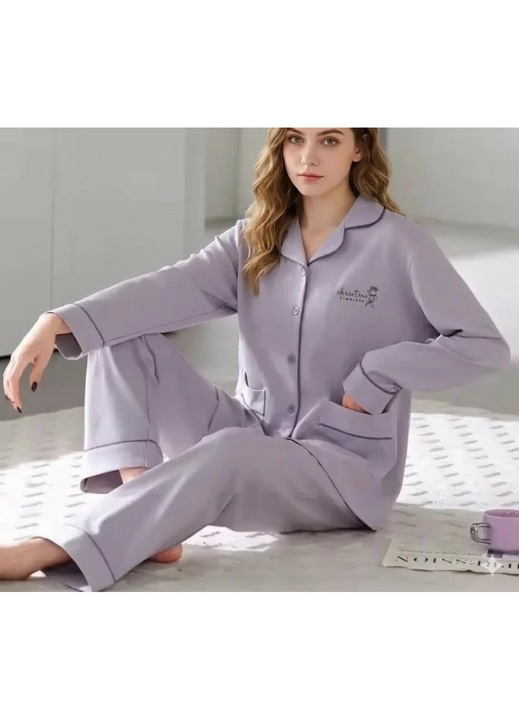 Pijama dama "Warm Love" din doua piese, PJ045, Mov (Marime: XXL)