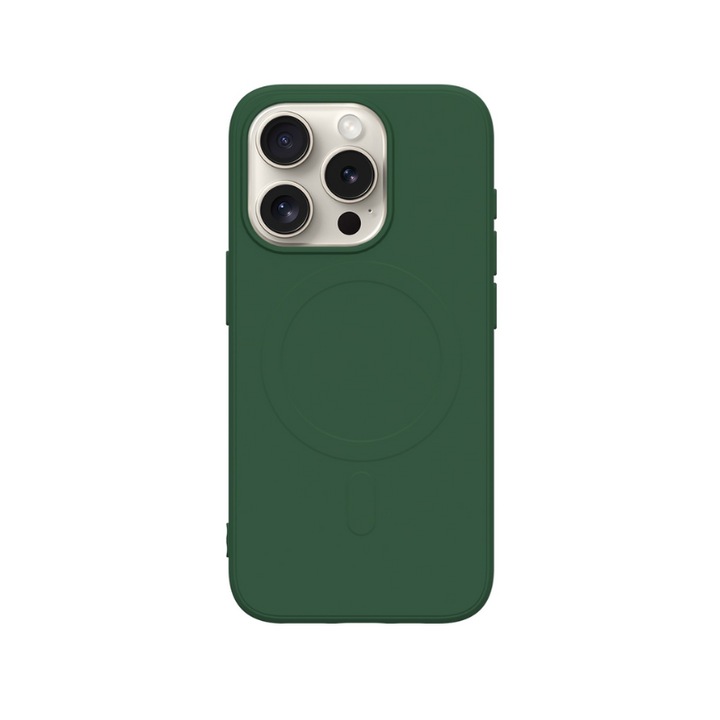 Carcasa Protectie Spate Cellara Tpu Soft Magsafe Compatibil Cu iPhone 15 Pro - Verde Inchis