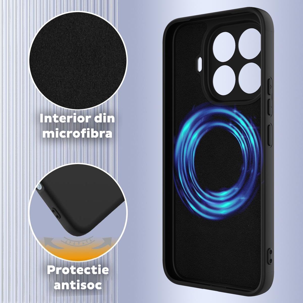 Husa pentru Realme 16 Pro Plus Daden® Silicon SoftFlex, Ultra Slim, Protectie sporita, Interior de microfibra, Negru