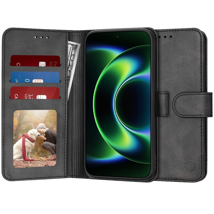 Husa pentru Xiaomi 17 Ultra DaDen® Tip Carte, Diary Book, Suport card, Functie de Stand si Inchidere Magnetica, Protectie Sporita, Piele ecologica, Negru