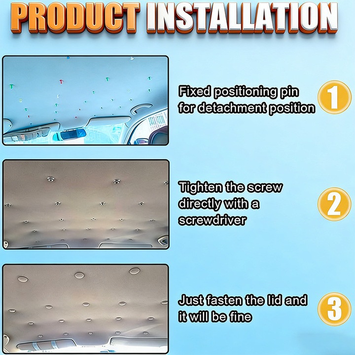 Kit de reparare a plafonului auto, 65 bucati, accesorii complete, Gri