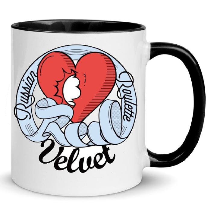 Cana ceramica Red Velvet Kpop Music Band No5, 330ml, alb-negru, design Nob, rezistenta la masina de spalat, capacitate ideala pentru bauturi calde