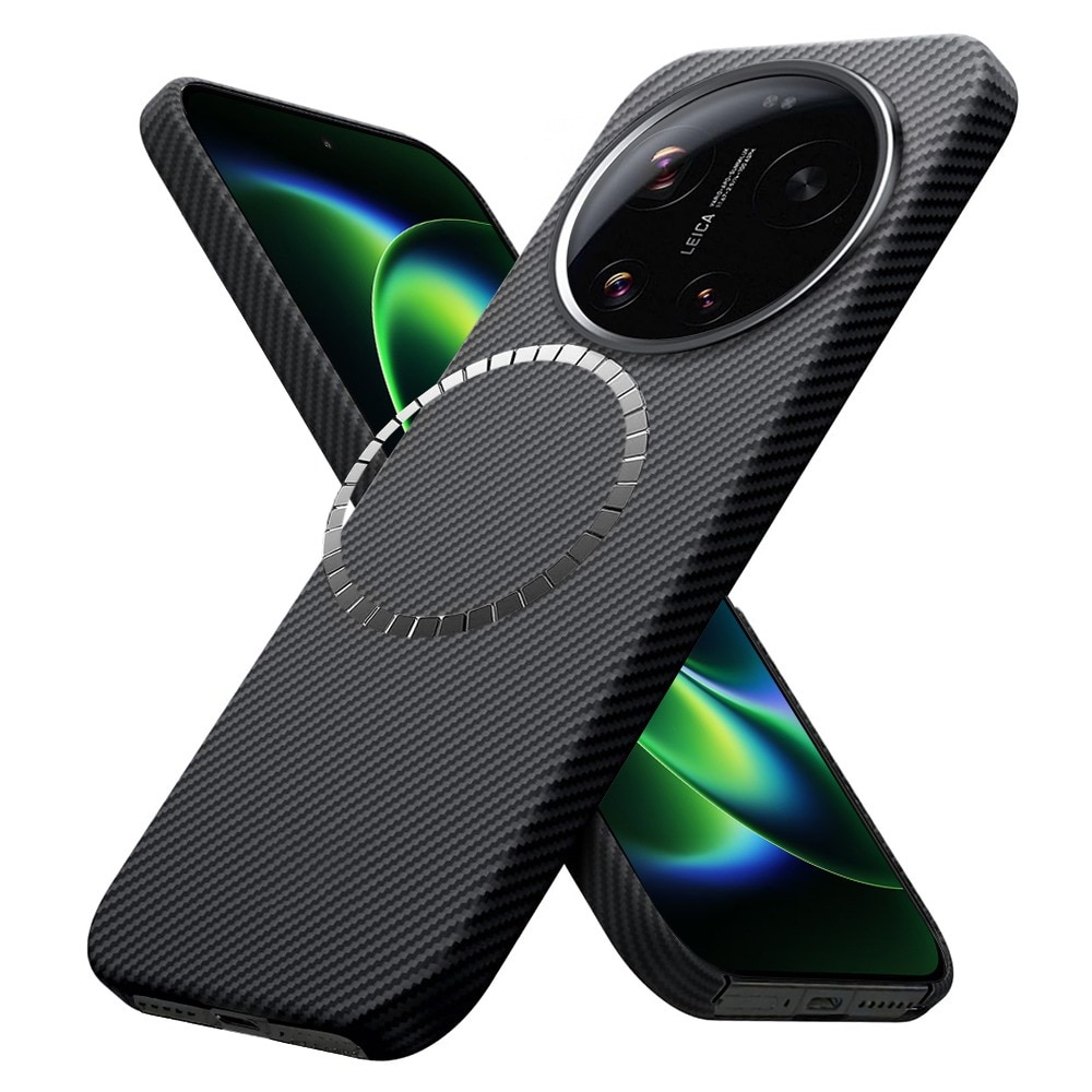 Husa pentru Xiaomi 17 Ultra DaDen din fibra de Kevlar, MagSafe Integrat, Protectie antisoc, Design slim, Negru