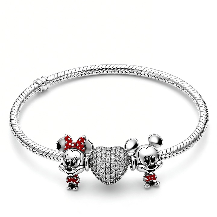 Set bratara 3 piese, Minnie Mickey, 20 cm