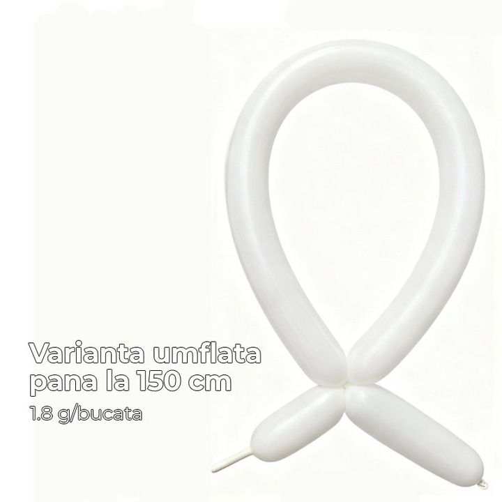 Baloane de Modelaj, Southern Sky, Set 50 bucati, Model Standard, din Latex, 30 x 1.5 cm, 1.8 g per unitate, pana la 150 cm, Alb