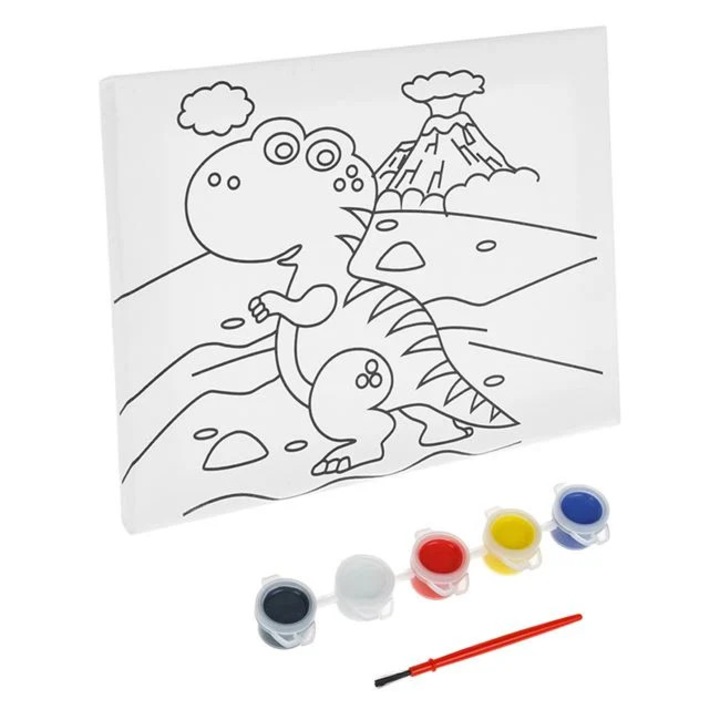 Set Pictura Canvas Dinozaur, Culori si Pensula 20x15cm