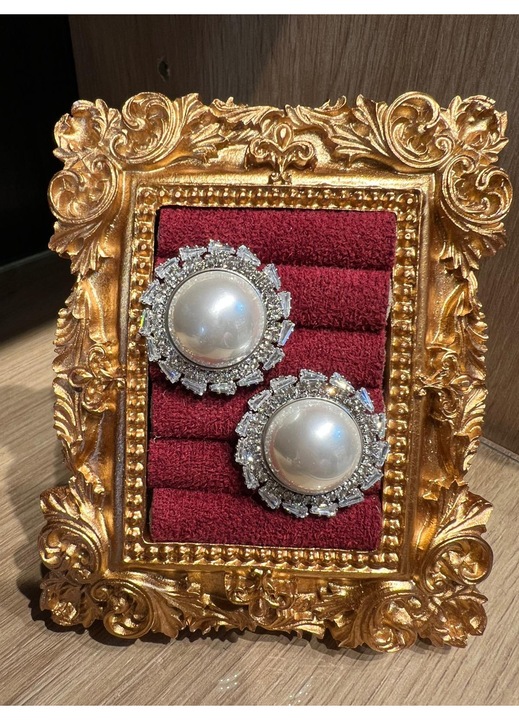 Cercei Kreativa cu perla si zirconiu, argintii, eleganți