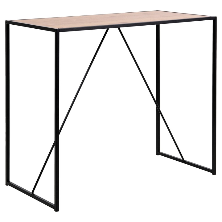 Masă de Bar Seaford, Stejar Salbatic Brut, 60x120x105cm, Bază din Oțel/mdf