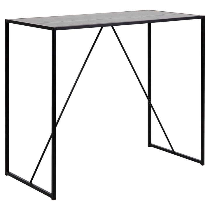 Masa de Bar Seaford, Negru, 60x120x105cm, Blat melamină, Bază metalică tip sanie