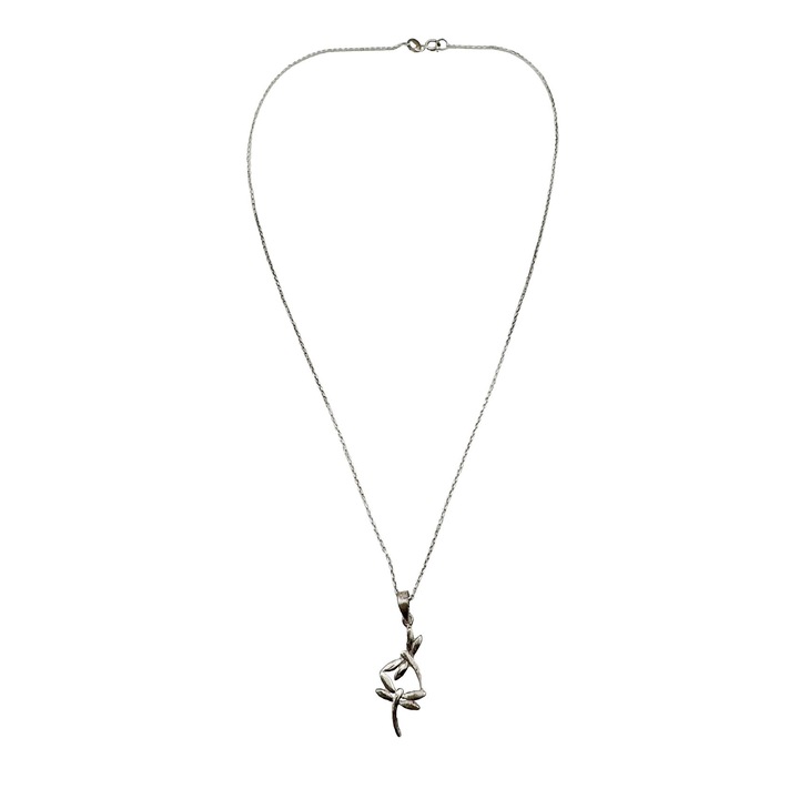 Set Lantisor cu Pandantiv din Argint 925, Jolie Silver, pentru Dama, Model Libelula Dubla, 2.8 x 1 cm, Argintiu