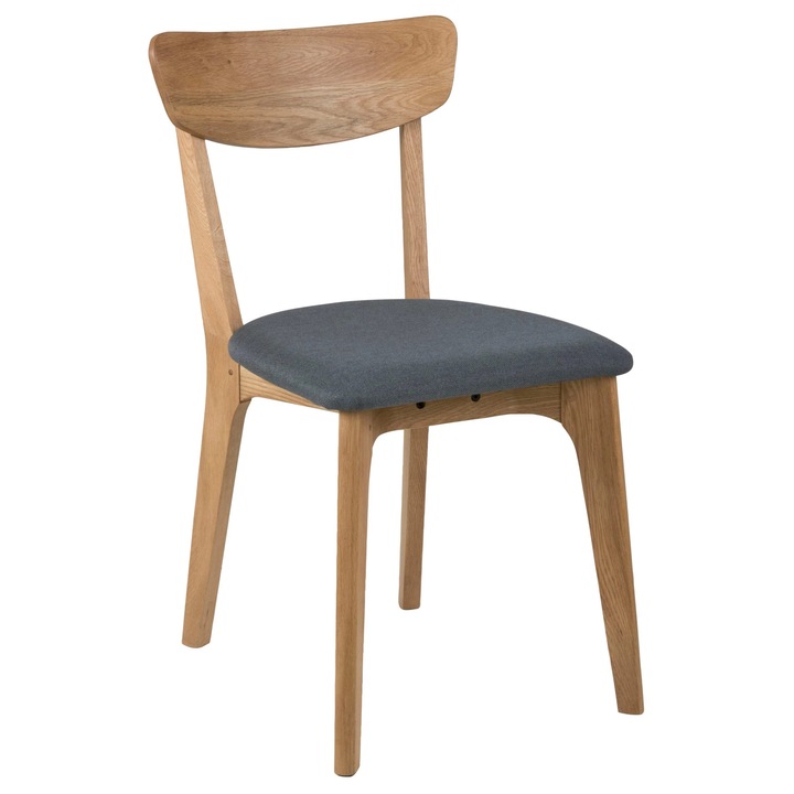 Set de 2 Scaune TAXI, gri închis, lemn stejar uleiat, 49x45x80cm
