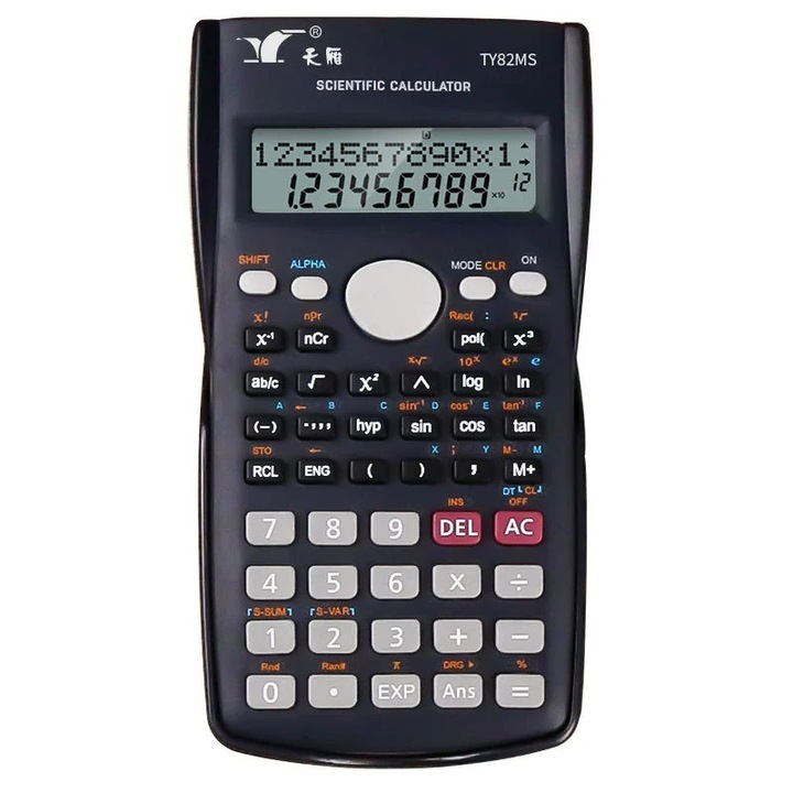 Calculator stiintific, 240 functii, afisaj doua linii, negru, 160x80x19mm