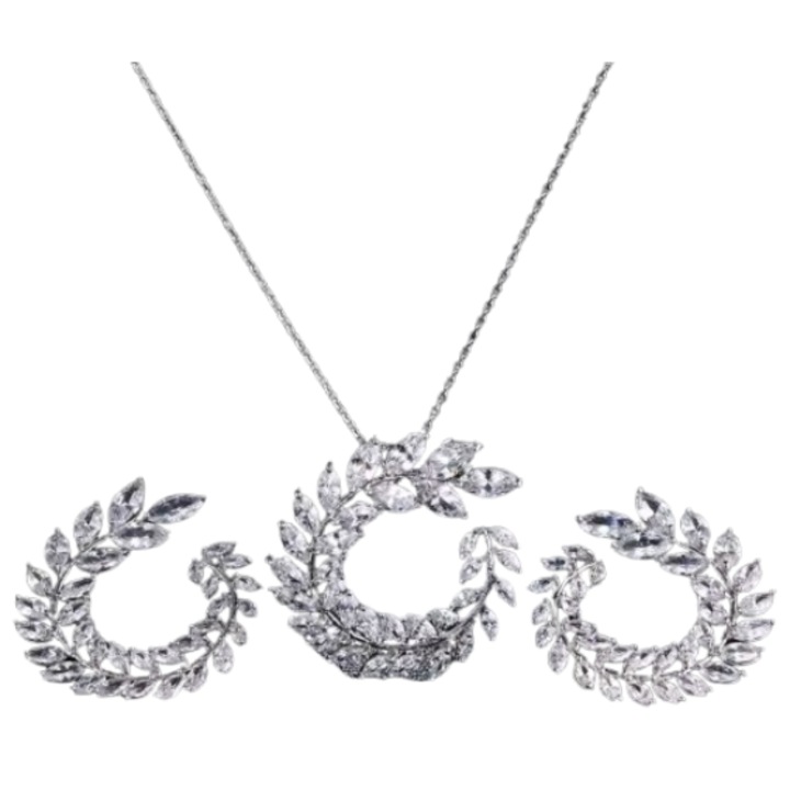 Set cercei si lantisor cu pandantiv zirconiu CMA128