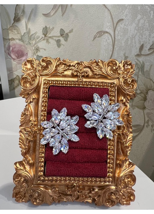 Cercei argentii creativi cu zirconiu, prindere surub