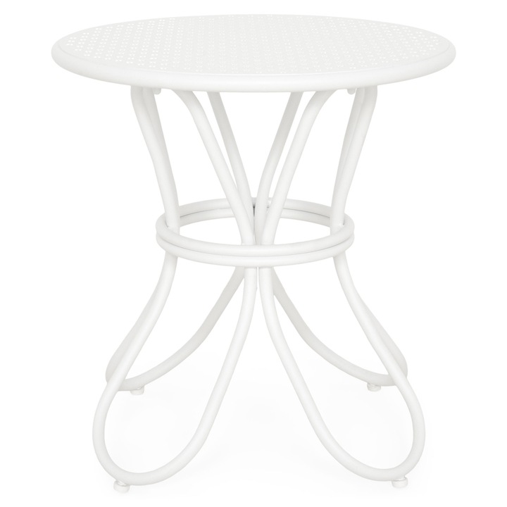 Masuta rotunda sezlong gradina/terasa, Maison Mex BOTANIC, H.55 D.51 cm, alb