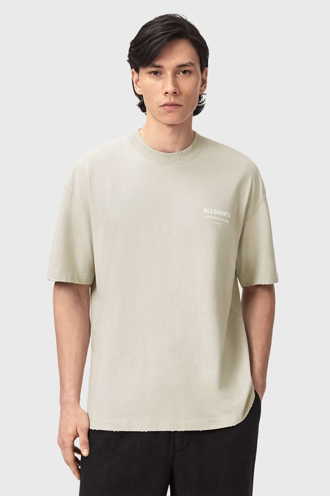 AllSaints, Bő fazonú feliratos póló, Fehér/Bézs