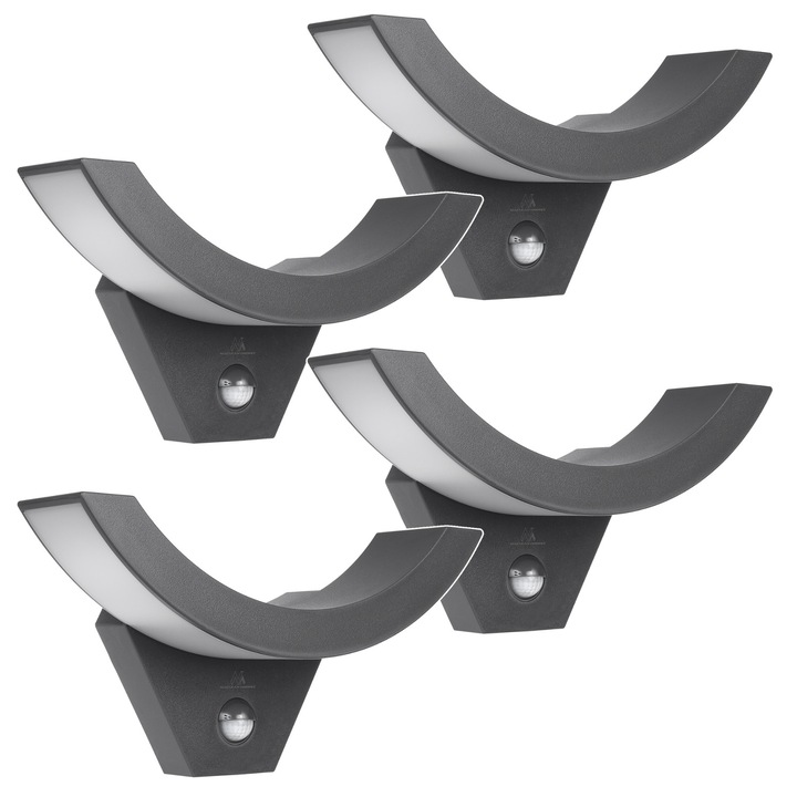 Maclean LED lámpa mozgásérzékelővel, infravörös mozgásérzékelő, szürke színű, 10 W, IP54, 800 lm, MCE290 GR, 4 darab