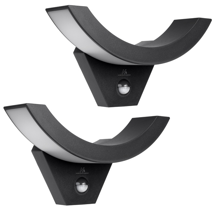 Maclean LED lámpa mozgásérzékelővel, infravörös mozgásérzékelő, fekete színű, 10 W, IP54, 800 lm, MCE290 B, 2 darab