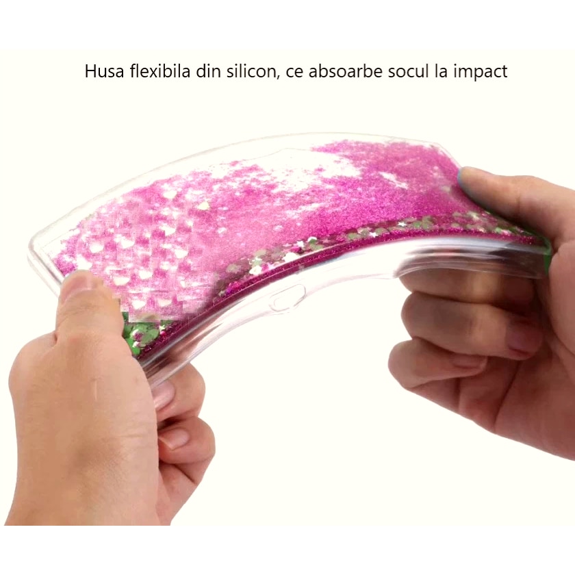 Husa pentru Xiaomi Redmi 15C cu lichid si sclipici, transparenta, efect 3D, antisoc