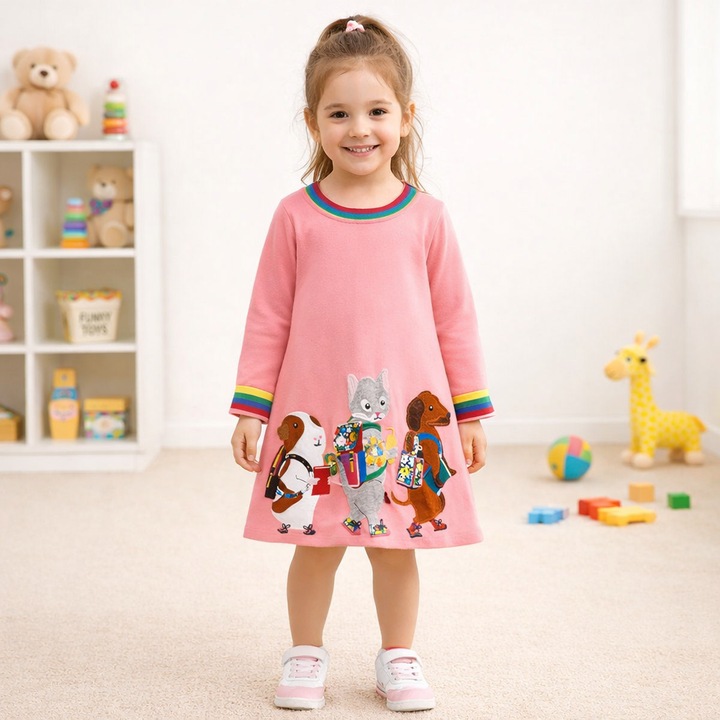 Rochita Fetite Roz cu Animalute Miruna