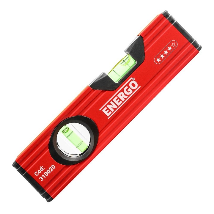 Nivela clasica PRECISION 4S antisoc L-20cm din aluminiu cu 2 fiole si latura rectificata Energo