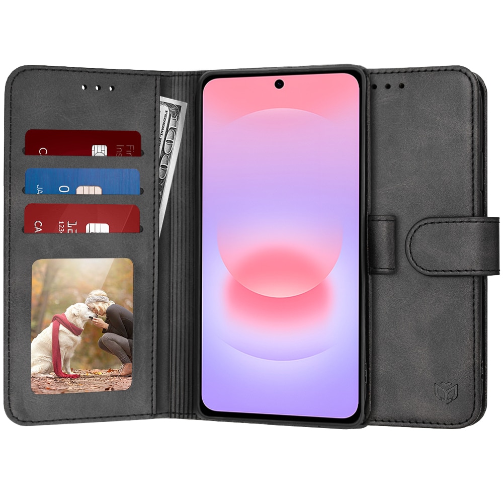 Carcasa flip Techsuit pentru Samsung Galaxy A37 5G, piele ecologică, neagră