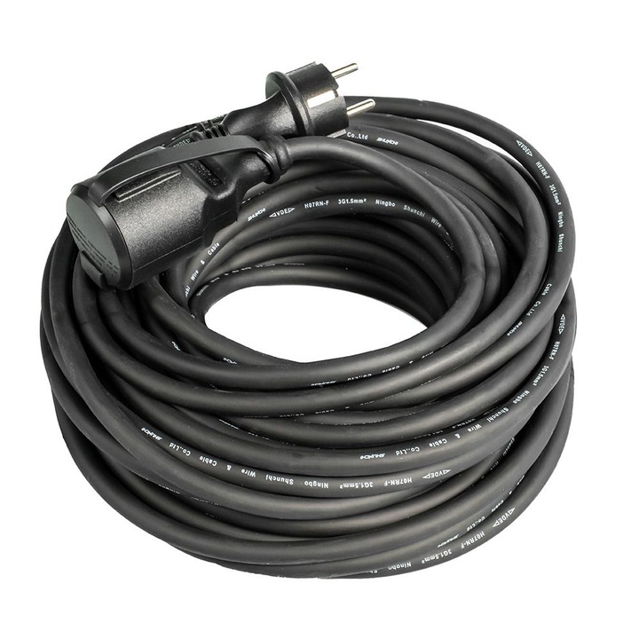 Fisa cu priza FP1630N cablu H07RN-F sectiune 1.5mmp 3 fire L-30m capacitate 16A grad protectie IP44 negru 230V Energo