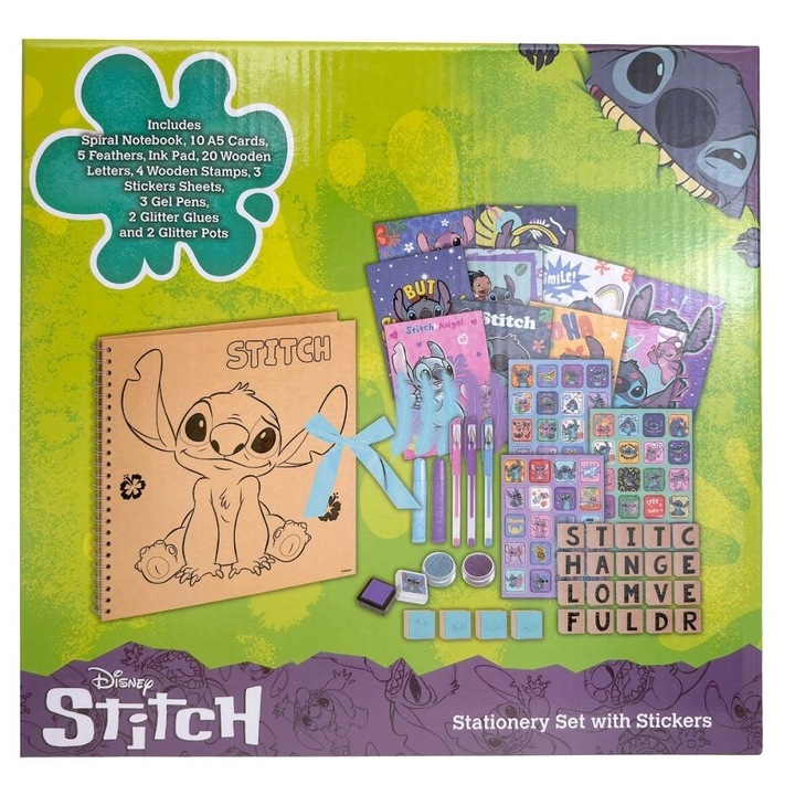 Set creativ cu accesorii Stitch, Pentru copii, Verde