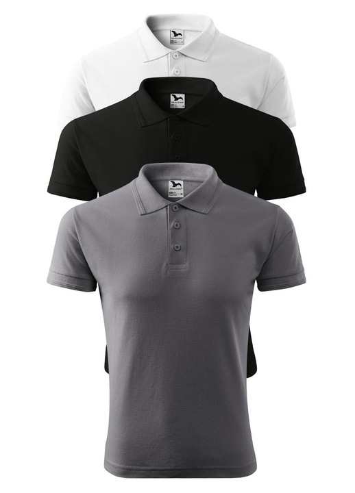 Set tricouri polo pentru barbati, Malfini Pique, Alb/Negru/Gri